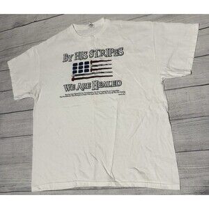 Y2K Christian Graphic T Shirt Size XL By His Stripes We Are Healed Isaiah 53:5